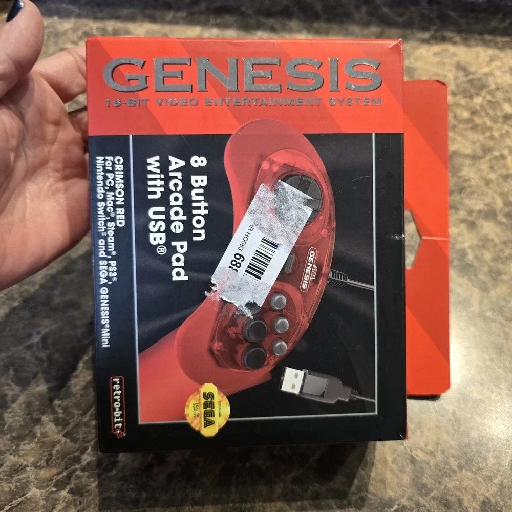 Mando USB Sega Megadrive rojo transparente licenciado Sega‎ Retro-bit